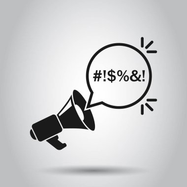 Düz tarzda megafon simgesi ile konuşma balonu shout. Şikayet 