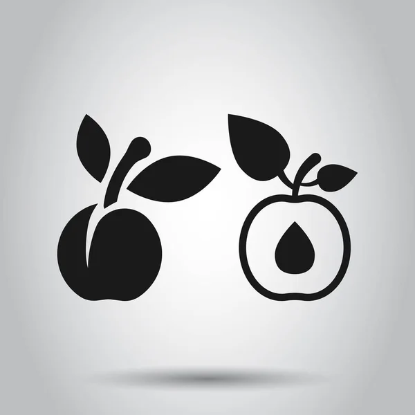 Icono de fruta de albaricoque en estilo plano. Melocotón postre vector illustrat — Archivo Imágenes Vectoriales
