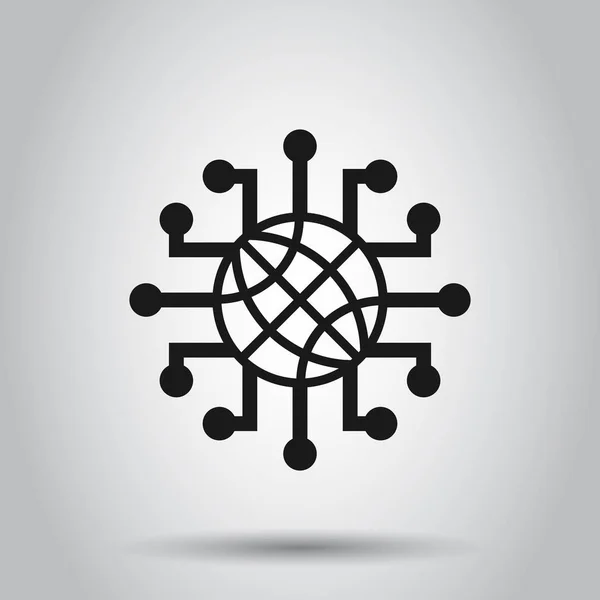 Icono de red global en estilo plano. Cyber mundo vector illustrati — Vector de stock