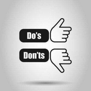 Yapılacak ve yapılmayacak şeyler düz stil simgesinde imzala. Mesela, vektör kötü