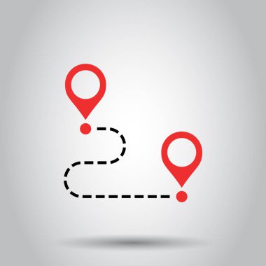 Konum simgesini düz stil taşıyın. PIN gps üzerinde illüstrasyon vektör