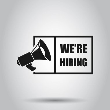 Düz stil simgesinde kiralıyorsun. İş vacancy arama vektör illus