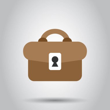 Düz stilde evrak çantası işareti simgesi. Bavul vektör illüstrasyon 