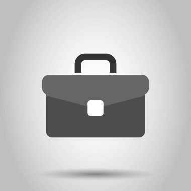 Düz stilde evrak çantası işareti simgesi. Bavul vektör illüstrasyon 