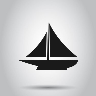 Düz tarzda Gemi Cruise işareti simgesi. Kargo tekne vector ıllustrat