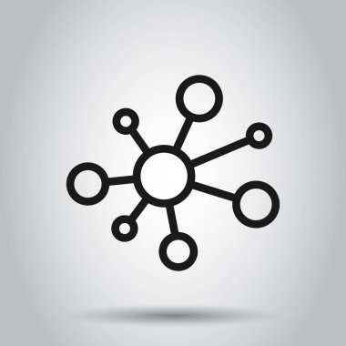 Düz stilde hub ağ bağlantısı işareti simgesi. DNA molekül VEC