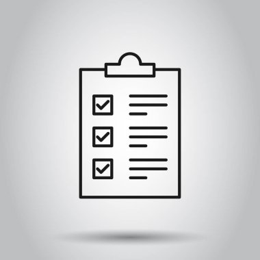 Düz stilde Pano işareti simgesi kontrol listesi. Belge listesi sevmek