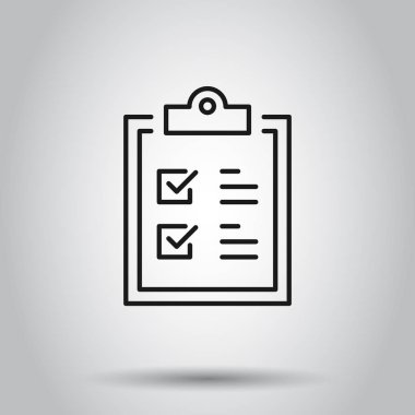 Düz stilde Pano işareti simgesi kontrol listesi. Belge listesi sevmek