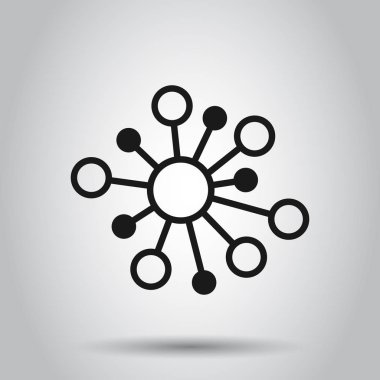 Düz stilde hub ağ bağlantısı işareti simgesi. DNA molekül VEC