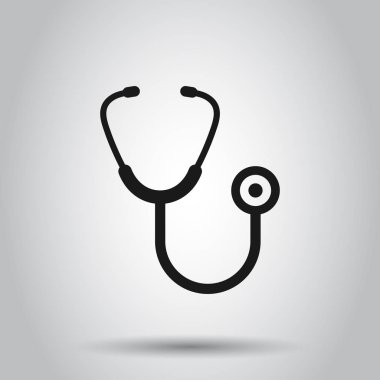 Stetoskop işareti simgesi düz tarzda. Doktor tıbbi vektör illus