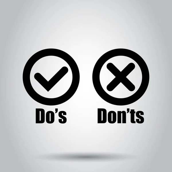 Do 's and don' t sign icon in flat style. В отличие от векторной болезни — стоковый вектор