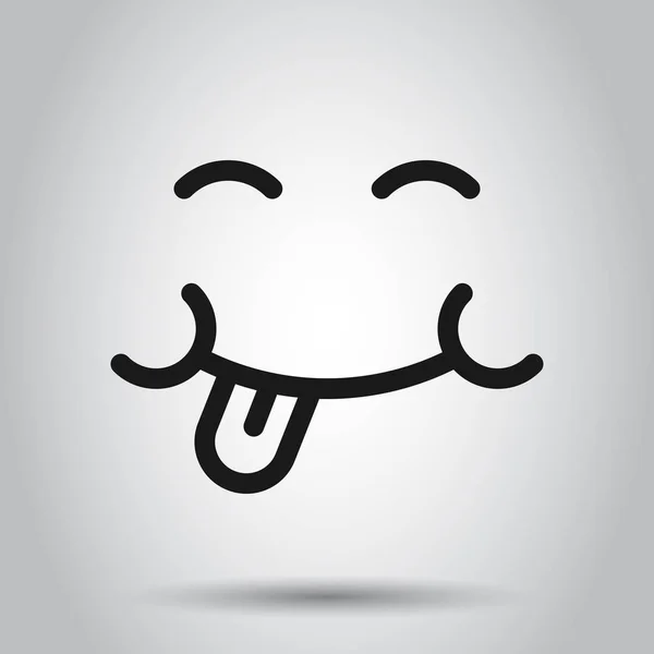 Ícone de rosto de sorriso em estilo plano. Língua emoticon vector illustrati — Vetor de Stock