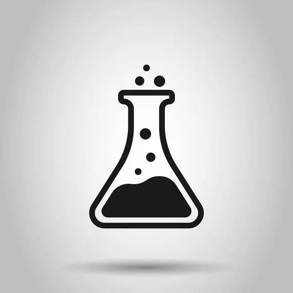 Los vasos de precipitados químicos firman el icono en estilo plano. Tubo de ensayo del matraz vecto — Vector de stock