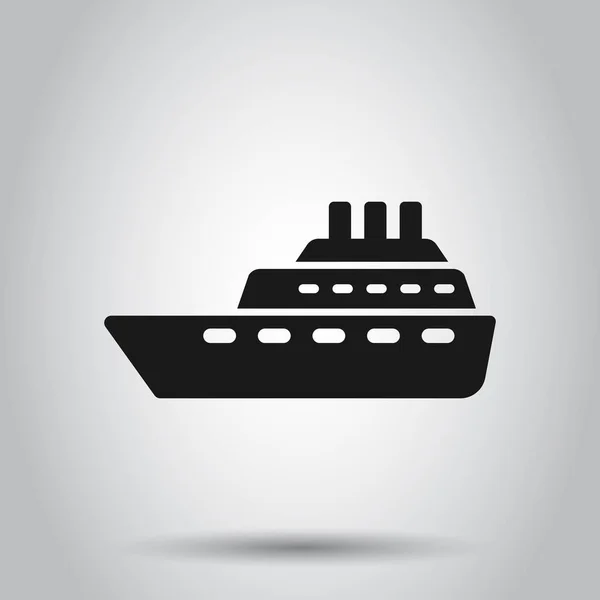Ship Cruise skylt ikon i platt stil. Last båts vektor nedanstående — Stock vektor