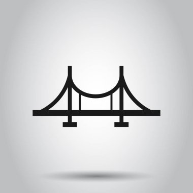 Düz stilde köprü işareti simgesi. Asma köprü vektör illüstrasyon o