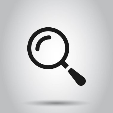 Düz tarzda Loupe işareti simgesi. Büyüteç vektör illüstrasyon üzerinde 