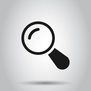 Düz tarzda Loupe işareti simgesi. Büyüteç vektör illüstrasyon üzerinde 