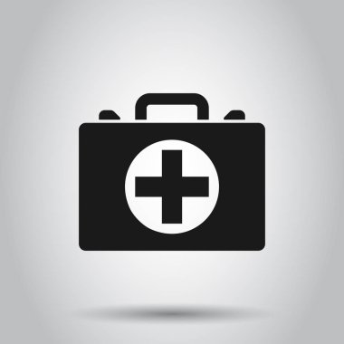Düz tarzda ilk yardım kiti simgesi. Sağlık, yardım ve tıbbi tanı