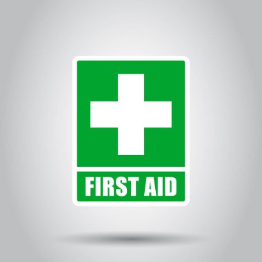Düz stilde ilk yardım işareti simgesi. Sağlık, yardım ve tıbbi vektör