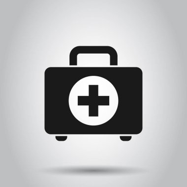 Düz tarzda ilk yardım kiti simgesi. Sağlık, yardım ve tıbbi tanı