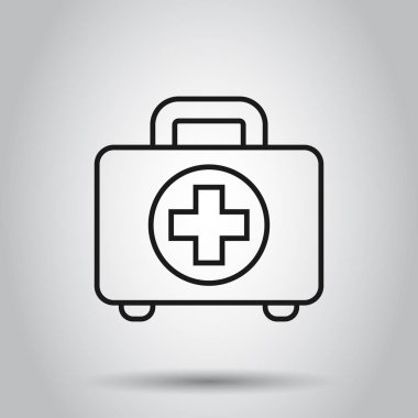 Düz tarzda ilk yardım kiti simgesi. Sağlık, yardım ve tıbbi tanı