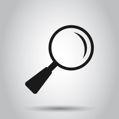 Düz tarzda Loupe işareti simgesi. Büyüteç vektör illüstrasyon üzerinde 