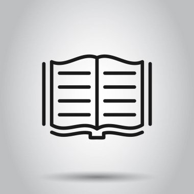 Kitap simgesini düz tarzda açın. Edebiyat vektör illüstrasyon üzerinde 