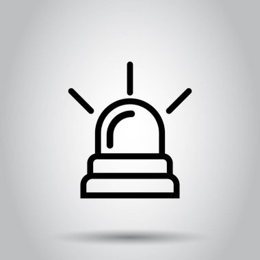 Düz tarzda acil siren simgesi. Polis alarm vektör illustra