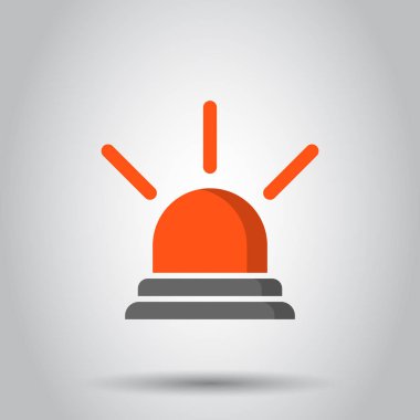 Düz tarzda acil siren simgesi. Polis alarm vektör illustra