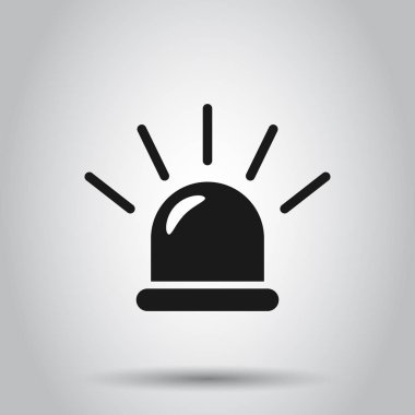 Düz tarzda acil siren simgesi. Polis alarm vektör illustra