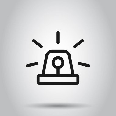 Düz tarzda acil siren simgesi. Polis alarm vektör illustra