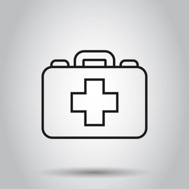Düz tarzda ilk yardım kiti simgesi. Sağlık, yardım ve tıbbi tanı