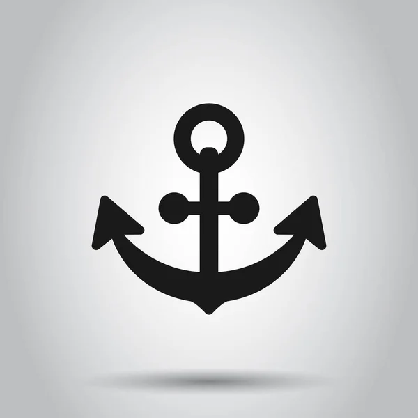 Icono de signo de ancla del barco en estilo plano. Equipo marítimo vector i — Vector de stock