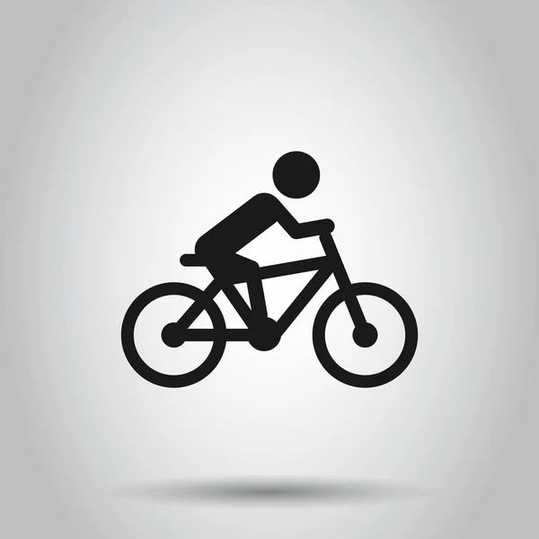 평평한 스타일의 자전거 표지판 아이콘에 있는 사람. 자전거 벡터 일러스트레이터 — 스톡 벡터