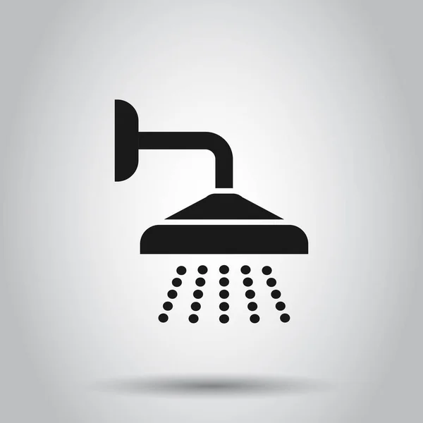 Ikona se sprchovým symbolem v plochém stylu. Vektory koupelových vodních zařízení — Stockový vektor