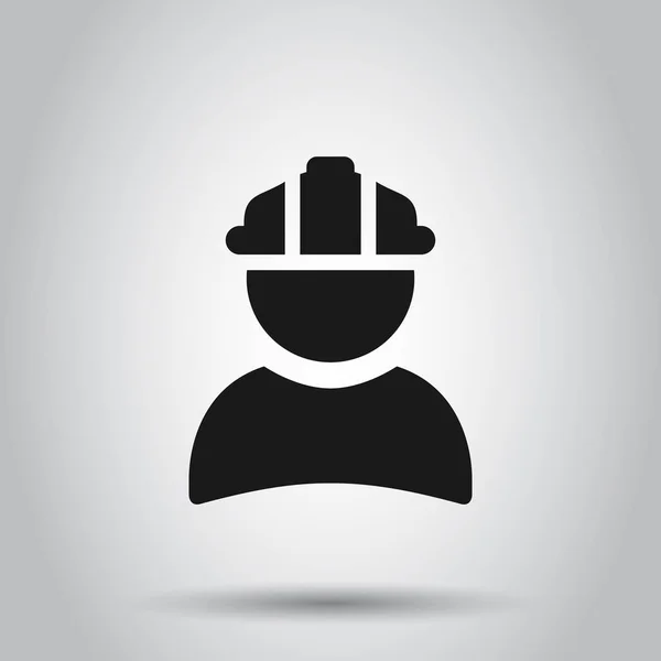 Ikona robotnika budowlanego w stylu płaskim. Wektor pracownika fabryki — Wektor stockowy