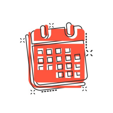 Komik tarzda takvim düzenleyici simgesi. Randevu olay vektörü