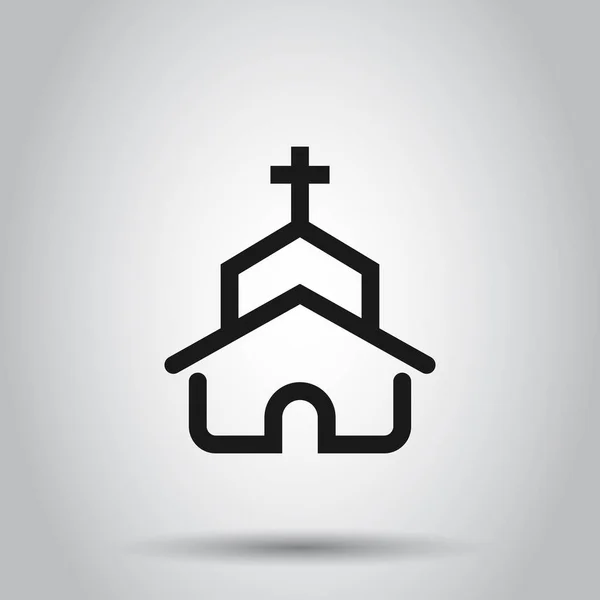 Church icon in flat style. Chapel vector illustration on isolate — Stock Vector