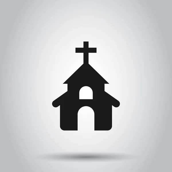 Icono de la iglesia en estilo plano. Capilla vector ilustración en aislado — Vector de stock