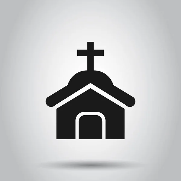 Ícone da igreja em estilo plano. Capela vetor ilustração em isolado —  Vetores de Stock