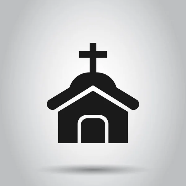 Icono de la iglesia en estilo plano. Capilla vector ilustración en aislado — Vector de stock