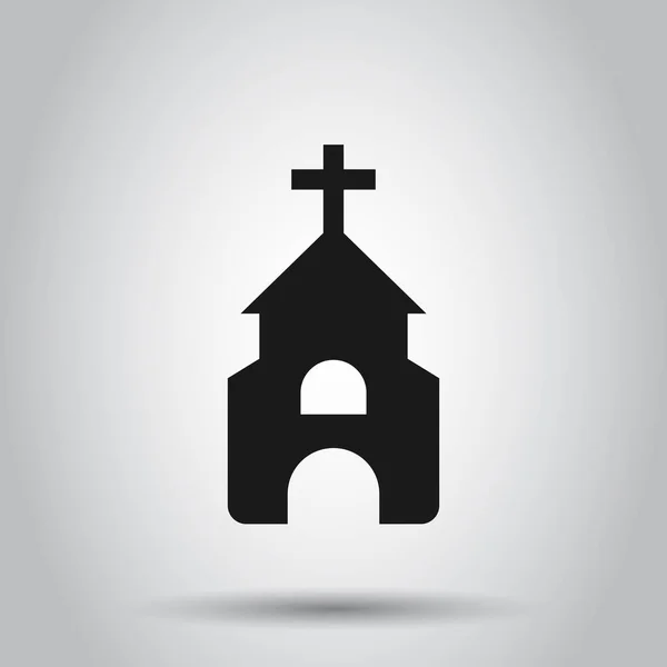 Kerk icoon in platte stijl. Kapel vector illustratie op isolaat — Stockvector