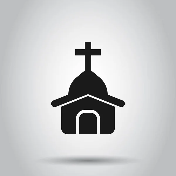 Ikona Kościoła w stylu płaskim. Ilustracja wektor kaplicy na izolowaniu — Wektor stockowy