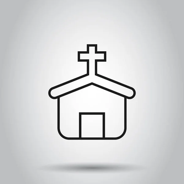 Kerk icoon in platte stijl. Kapel vector illustratie op isolaat — Stockvector
