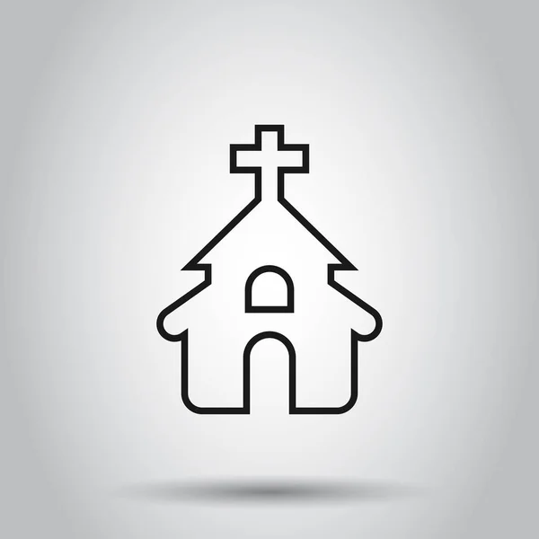 Icono de la iglesia en estilo plano. Capilla vector ilustración en aislado — Vector de stock