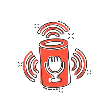 Komik tarzda ses asistanı simgesi. Akıllı ev yardım vektör CA