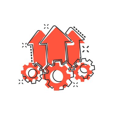 Komik tarzda operasyon proje simgesi. Dişli süreci vektör Carto