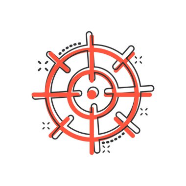 Çizgi roman tarzında hedef vektör simgesi çekim. Amaç keskin nişancı sembolü ca