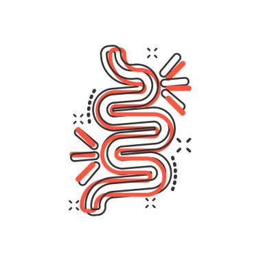 Komik tarzı bağırsak kabızlık simgesi. Kolit vektör karikatür hasta