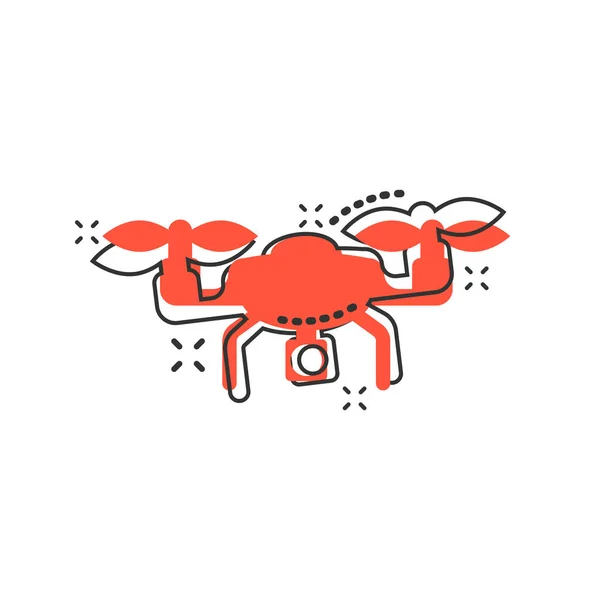 Drone quadrocopter ikon komikus stílusban. Quadcopter kamera vektor — Stock Vector